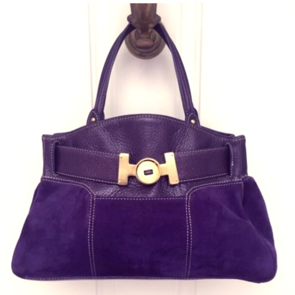 Cole Haan Vtg Classic Purple Leather Purse Bag